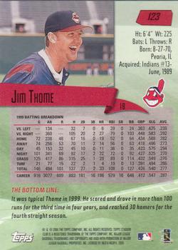 2000 Stadium Club #123 Jim Thome Back