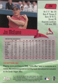 2000 Stadium Club #154 Joe McEwing Back