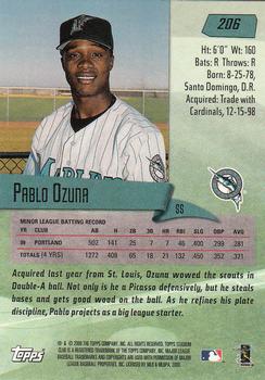 2000 Stadium Club #206 Pablo Ozuna Back