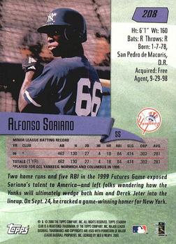 2000 Stadium Club #208 Alfonso Soriano Back