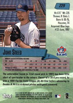 2000 Stadium Club #229 John Sneed Back