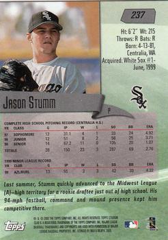 2000 Stadium Club #237 Jason Stumm Back