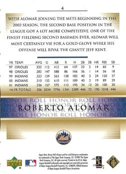 2002 Upper Deck Honor Roll - Gold #4 Roberto Alomar Back