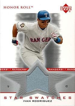 2002 Upper Deck Honor Roll - Star Swatches Game Jersey #SSIR2 Ivan Rodriguez Front