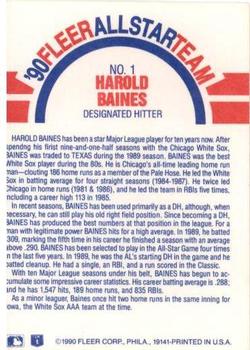 1990 Fleer - '90 Fleer All-Star Team #1 Harold Baines Back