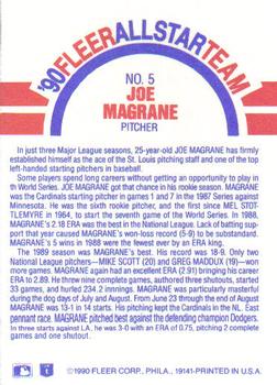 1990 Fleer - '90 Fleer All-Star Team #5 Joe Magrane Back
