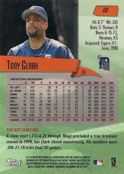 2000 Stadium Club Chrome #10 Tony Clark Back