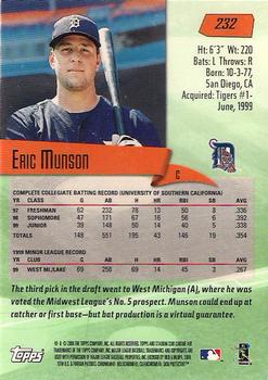 2000 Stadium Club Chrome #232 Eric Munson Back