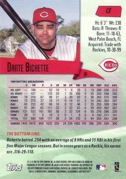 2000 Stadium Club Chrome #13 Dante Bichette Back