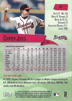 2000 Stadium Club Chrome #16 Chipper Jones Back