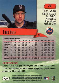 2000 Stadium Club Chrome #29 Todd Zeile Back