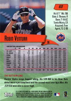 2000 Stadium Club Chrome #60 Robin Ventura Back