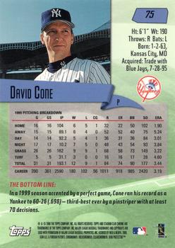 2000 Stadium Club Chrome #75 David Cone Back