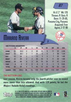 2000 Stadium Club Chrome #87 Mariano Rivera Back