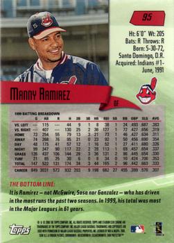 2000 Stadium Club Chrome #95 Manny Ramirez Back