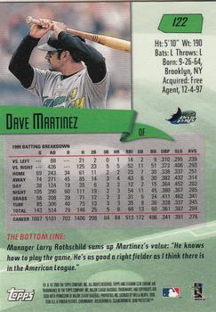 2000 Stadium Club Chrome #122 Dave Martinez Back
