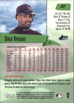 2000 Stadium Club Chrome #182 Greg Vaughn Back