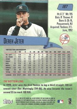 2000 Stadium Club Chrome #197 Derek Jeter Back