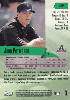 2000 Stadium Club Chrome #219 John Patterson Back