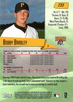 2000 Stadium Club Chrome #233 Bobby Bradley Back