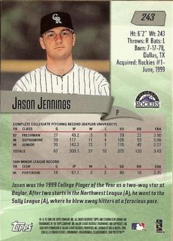 2000 Stadium Club Chrome #243 Jason Jennings Back
