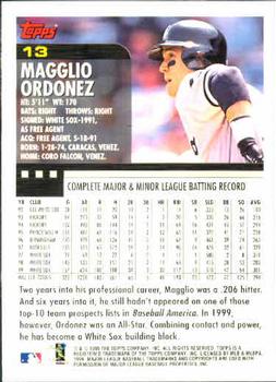 2000 Topps #13 Magglio Ordonez Back