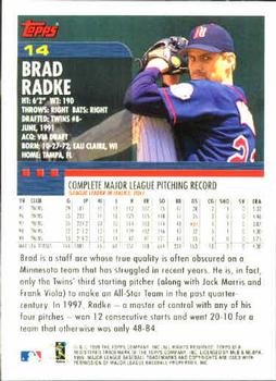2000 Topps #14 Brad Radke Back