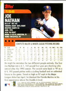 2000 Topps #156 Joe Nathan Back