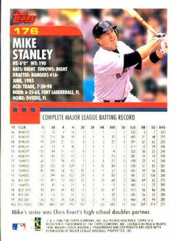 2000 Topps #176 Mike Stanley Back