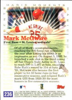 2000 Topps #236 Mark McGwire Back