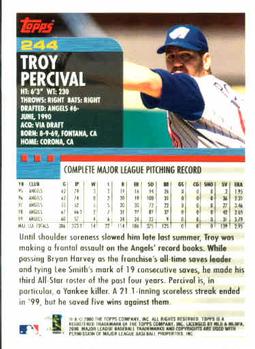 2000 Topps #244 Troy Percival Back