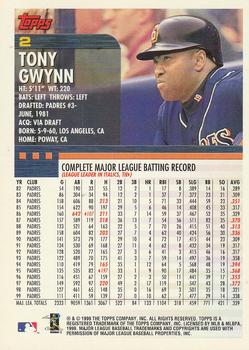 2000 Topps #2 Tony Gwynn Back