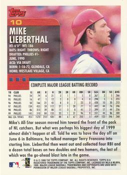 2000 Topps #10 Mike Lieberthal Back