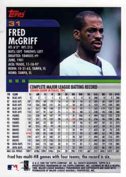 2000 Topps #31 Fred McGriff Back