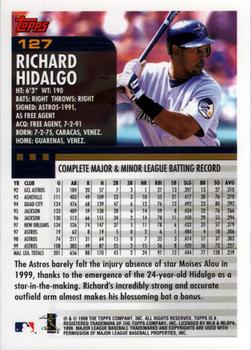 2000 Topps #127 Richard Hidalgo Back