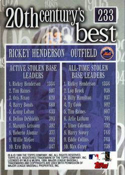 2000 Topps #233 Rickey Henderson Back