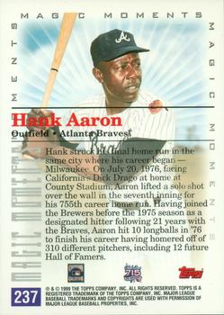 2000 Topps #237 Hank Aaron Back