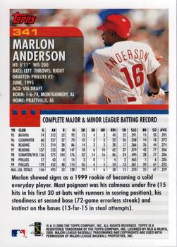 2000 Topps #341 Marlon Anderson Back