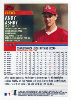 2000 Topps #393 Andy Ashby Back