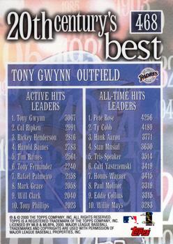 2000 Topps #468 Active Hits Leaders - Tony Gwynn Back