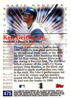 2000 Topps #475 Ken Griffey Jr. Back