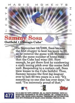2000 Topps #477 Sammy Sosa Back