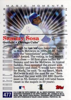 2000 Topps #477 Sammy Sosa Back