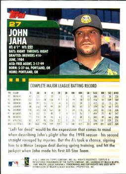 2000 Topps #27 John Jaha Back