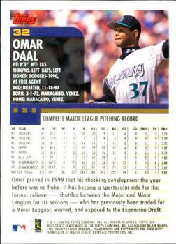 2000 Topps #32 Omar Daal Back