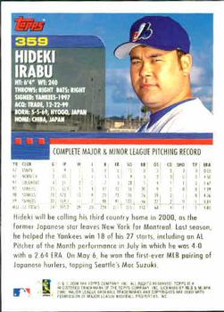 2000 Topps #359 Hideki Irabu Back