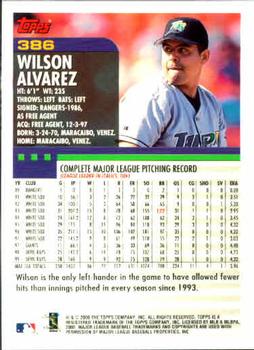 2000 Topps #386 Wilson Alvarez Back