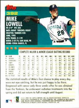 2000 Topps #392 Mike Lowell Back