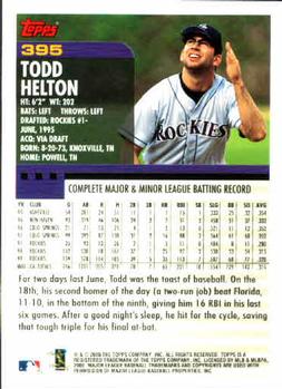 2000 Topps #395 Todd Helton Back