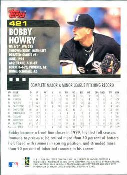 2000 Topps #421 Bobby Howry Back